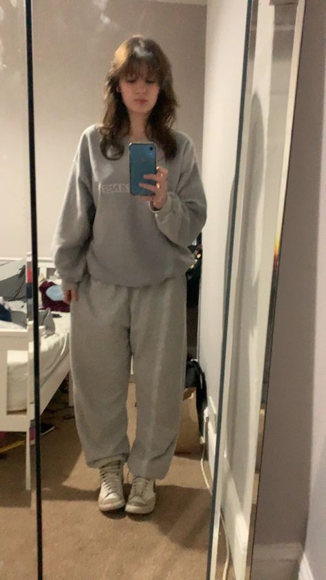 Comfy Outfits Sweats, Oversized Shirt And Sweatpants Outfit, Baggy Shirt And Sweatpants, Sweatpants And Long Sleeve Outfit, Oversized Hoodie And Sweatpants Outfit, Comfy Masc Outfits, Sweatpants And Oversized Shirt, Cardigan And Sweatpants Outfit, Sweat Pants And Hoodie Outfit