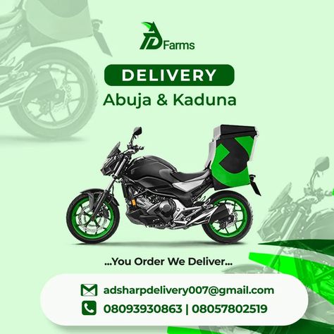 Farm bike green design graphic graphic designer abuja kaduna AD order Delivery Bike Design, Delivery Bike, Bike Sticker, Bedroom Plan, Bike Stickers, Flyer And Poster Design, Farm Design, But God, Graphic Design Lessons