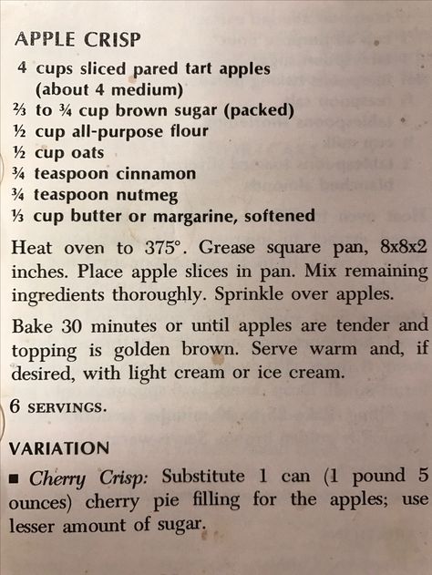 Betty Crocker Apple Crisp My Favorite! Betty Crocker Apple Crisp, Apple Betty, Best Apple Crisp Recipe, Crisp Desserts, Best Apple Crisp, Everything Fall, Easy Apple Crisp Recipe, Apple Crisp Recipe, Betty Crocker Recipes