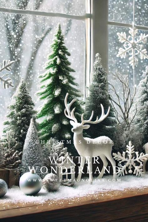 Winter Wonderland Decorations for Christmas: Your Ultimate DIY Guide - Sweet Magnoliaa Winter Wonderland Christmas Bedroom, Winter Wonderland Garden, Whimsical Winter Wonderland, Snow Themed Christmas Decor, Enchanted Christmas Decor, Snowbabies Display, Winter Wonderland Decorations Christmas, Winter Wonderland Gala, Snowy Christmas Decor