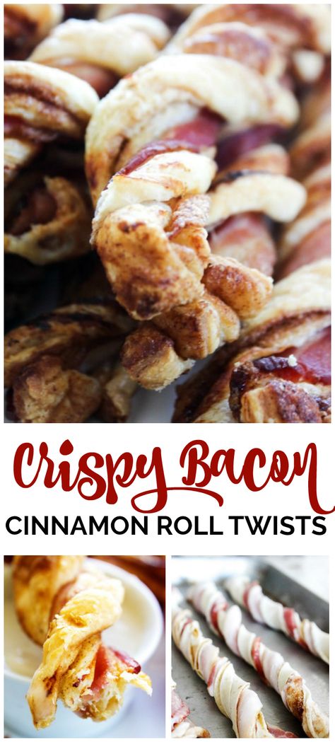 Crispy Bacon Cinnamon Roll Twists - a delicious "twist" on your favorite morning treats. Add in Cream Cheese Frosting, and bring it to a whole new level. Cinnamon Roll Twists, Oven Cooking Recipes, Bacon Cinnamon Rolls, Morning Treats, Baking Spices, Bacon Roll, Soft Peanut Butter Cookies, Cinnamon Twists, Homemade Breads