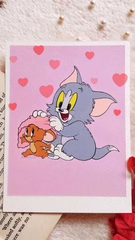 Canvas Art Mini, Tom Ve Jerry, Polaroid Painting, Tom Et Jerry, Disney Canvas Art, Painting Ideas On Canvas Aesthetic, Disney Canvas, Canvas Aesthetic, Desen Realist