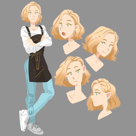 Barista Oc Art, Barista Drawing Reference, Barista Character Design, Barista Character, Barista Aesthetic, Coffee Shop Au, Cafe Outfit, Anime Drawing, She Knows