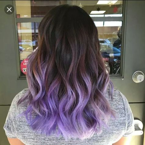 Color In Dark Brown Hair, Purple Hair Tips, Ombre Hair Ideas, Purple Balayage, Purple Hair Color, Underlights Hair, Feminine Urge, Purple Ombre Hair, Dyed Hair Pastel