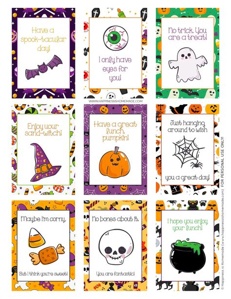 Free Printable Halloween Lunch Box Notes, Halloween Notes For Kids, Fall Lunchbox Notes, Lunchbox Notes For Preschoolers, Halloween Jokes For Kids Free Printable, Cute Halloween Notes, Cute Lunch Notes, Halloween Lunchbox Notes, Halloween Lunchbox Jokes