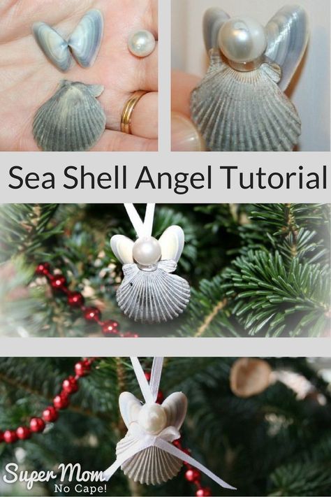 Sea Shell Angel Tutorial. Click thru for the step-by-step instructions from Super Mom - No Cape! Angel Tutorial, Shells Crafts, Seashell Christmas Ornaments, Seashell Projects, Shell Craft, Art Coquillage, Shells Diy, Beachy Christmas, Shell Crafts Diy