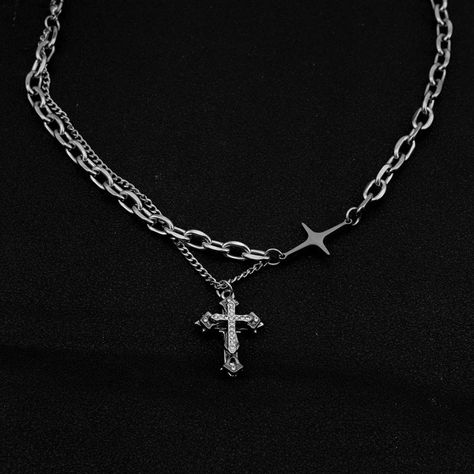 Material: Titanium Steel Color: 1471 Necklace 50cm Each Fashion Element: Cross Style: Original Design Mens Accessories Necklace, Chrome Hearts Jewelry, Chains Aesthetic, Streetwear Jewelry, Steel Accessories, Fashion Eye Glasses, Mens Jewelry Necklace, Diamond Cross Pendants, Jewelry Lookbook