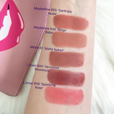 Maybelline Pink Lipstick, Maybelline Lipstick Swatches, Bourjois Rouge Velvet Lipstick, Milani Lipstick, Loreal Lipstick, Beginner Makeup Kit, Lip Color Shades, Nude Pink Lipstick, Drugstore Lipstick