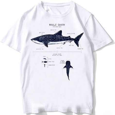 Whale Shark Anatomy, Shark Tshirts, Shark Anatomy, Ocean Sunfish, Men Casual Summer, Whale Shark, Woman Beach, Boys Casual, Hip Hop Fashion