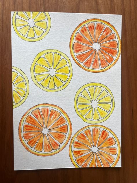 Fruit painting - Lemons and oranges Lemons And Oranges Painting, Lemon And Orange Painting, Simple Watercolor Art, Painting Lemons, Lemon Drawing, Summer Art Projects, Lemon Painting, Simple Watercolor, Orange Painting