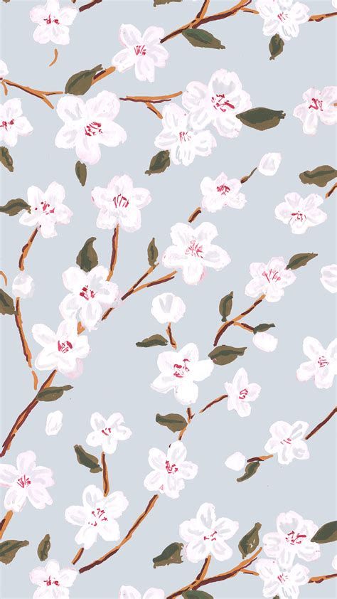 Cherry Blossoms, Wrapping Paper, Cherry, Flowers, Floral, Green, Pins, Blue, White