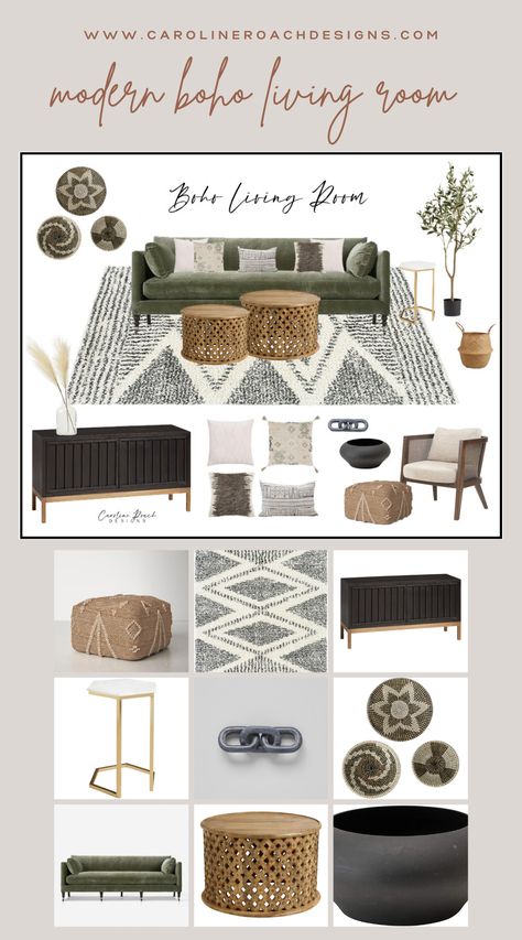 Brown And Green Living Room, Living Room Ideas Boho, Room Ideas Boho, Living Room Decor Boho, Tan Living Room, Velvet Sofa Living Room, Living Rooms Ideas, Boho Living Room Ideas, Room Decor Boho