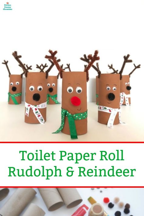 Rudolph and all the reindeer come to life with this easy toilet paper roll reindeer craft. A fun Christmas paper roll craft project for kids to make. #toiletpaperreindeercraft #toiletpaperrollreindeer #christmaspaperroll #toiletpaperreindeerforkids #reindeercraft #rudolphcraftforkids Toilet Paper Reindeer, Toilet Paper Roll Christmas Tree, Paper Roll Reindeer, Reindeer Toilet, Ellie Art, Reindeer Craft For Kids, Eco School, Nanny Diaries, Rudolph Crafts