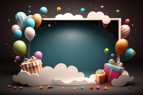 Photo Background Birthday, Birthday Graphics Background, Birthday Background Design Landscape, Birthday Borders Frames, Birthday Border, Marriage Photo Album, Balloons Illustration, Studio Background Ideas, Birthday Backgrounds