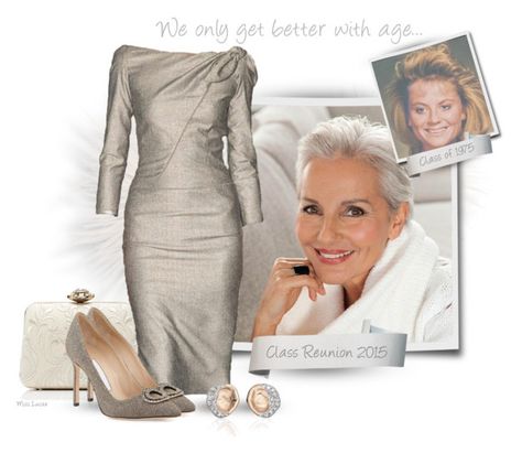 40 Year High School Reunion by misslucee on Polyvore featuring polyvore, fashion, style, Manolo Blahnik, Forever New, Monica Vinader, Carolina Herrera and clothing 40th Class Reunion Outfit, Class Reunion Outfit, Reunion Outfit, High School Class Reunion, High School Reunion, Like Fine Wine, School Reunion, Class Reunion, High School Classes