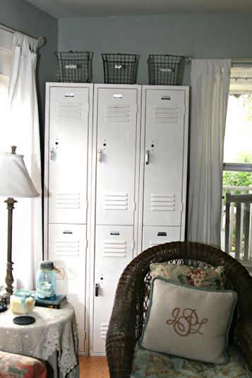 Adding a Personal Touch to Your Home {and a $50 AmEx Gift Card Giveaway!!!} - Beneath My Heart Lockers Ideas For Home, Locker Ideas, Vintage Lockers, Storage Lockers, Industrial Style Decor, Metal Lockers, Entryway Ideas, Friday Favorites, Ideas Casa