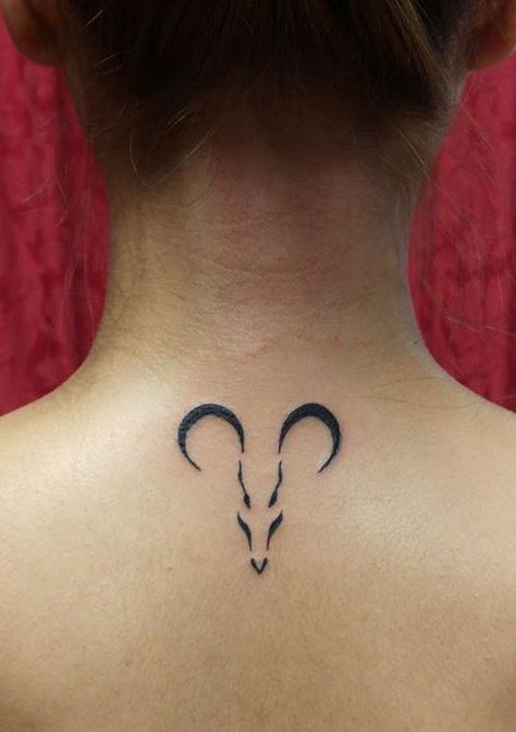 Mens Aries Tattoos Ideas, Minimalistic Aries Tattoo, Aries Back Tattoo Women, Cool Aries Tattoo, Ram Tattoo Aries Women, Aris Tattoos Zodiac Signs, Aries Tramp Stamp, Aries Tattoo Ideas Unique Women, Aries Tattoo Designs For Women