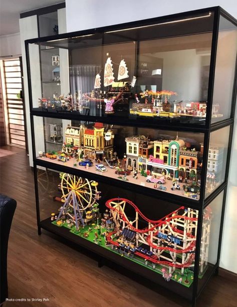 Lego Set Display, Lego Display Shelf, Lego Display Ideas, Toy Market, Modular Display, Lego Display, Lego Room, Lego Storage, Display Cases