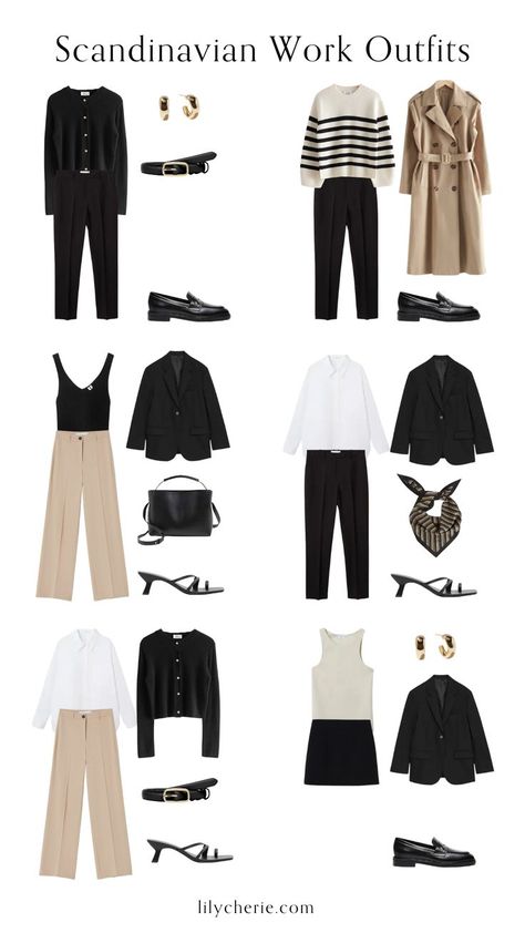 Need work out inspiration? Here is my Scandinavian capsule wardrobe featuring 12 different minimalist work capsule outfits. #modernchicfashion #scandinavianstyle #minimaliststyle #arket #neutralstyle #neutralcapsulewardrobe #capsuleoutfits Minimalist Wardrobe Capsule, Capsule Wardrobe Outfits, Fashion Capsule Wardrobe, Business Casual Outfits For Work, Clothes And Shoes, Capsule Outfits, Wardrobe Outfits, Fashion Capsule, Elegantes Outfit