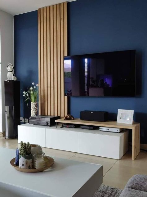 Perete Accent, Casa Open Space, Room Color Combination, Desain Furnitur Modern, Convertible Furniture, Home Design Living Room, Hus Inspiration, Living Room Tv Wall, Apartment Furniture