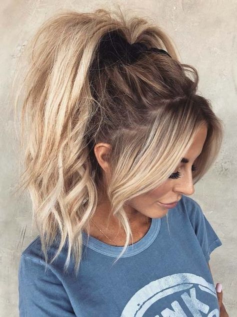 Stunning High Ponytail Hairstyles Trends to Wear in 2018 Ponytail Styles With Bangs, High Ponytail Hairstyles, Messy Ponytail, Vlasové Trendy, Have Inspiration, Long Bangs, Hair Stylies, Long Hair With Bangs, Penteado Cabelo Curto