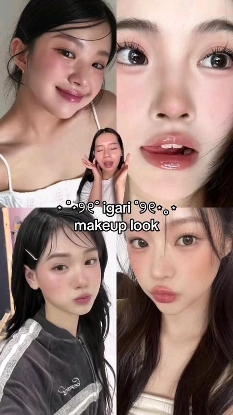 igari makeup look ⋆.ﾟ✧*:･ﾟigarimakeup igari makeupoftheday Makeup Ala Korea, Asian Makeup Tips, Makeup Asia, Teknik Makeup, Asian Makeup Tutorials, Dag Make Up, Filter Photo, Soft Makeup Looks, Beauty Makeup Tutorial