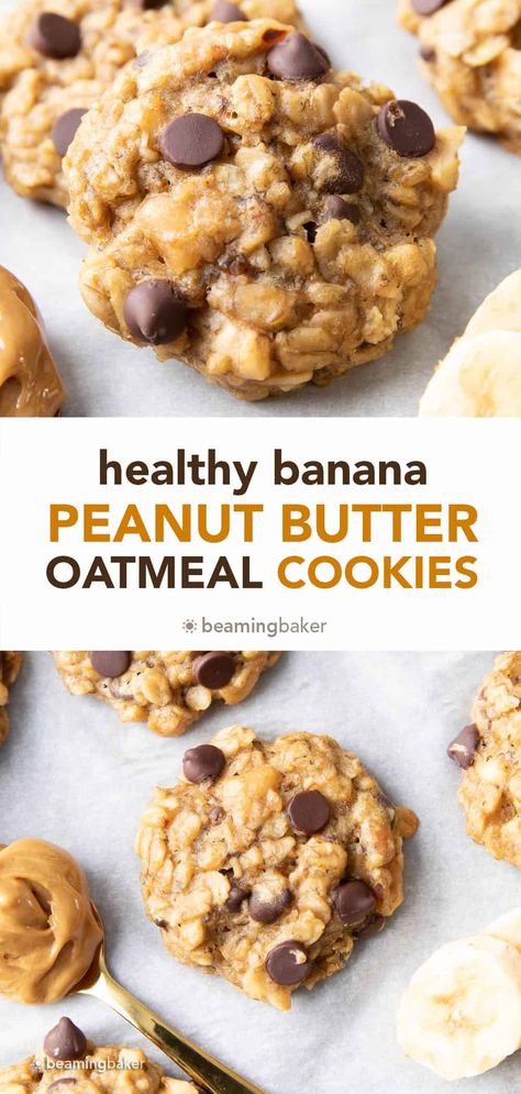 Peanut Butter Banana Oatmeal Cookies, Oatmeal Cookies Healthy, Banana Oatmeal Cookies Healthy, Peanut Butter Banana Oatmeal, Peanut Butter Banana Cookies, Brownie Vegan, Banana Oat Cookies, Butter Oatmeal Cookies, Healthy Oatmeal Cookies