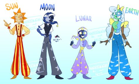 TSAMS Designs - Sun, Moon, Lunar, and Earth! Earth And Lunar Show, Sundrop Inspired Outfit, Sun Themed Outfits, Earth Sun And Moon Show, Sun And Moon Oc, Lunar Tsams, Sun Oc, Moon Reference, Fnaf Moon