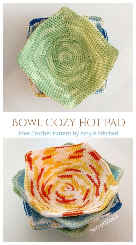 Bowl Cozy Hot Pad Free Crochet Patterns Crochet Bowl Cozy, Crochet Hot Pads, Crochet Bowl, Crochet Mignon, Cozy Crochet Patterns, Confection Au Crochet, Crochet Cozy, Bowl Cozy, Clothes Crochet