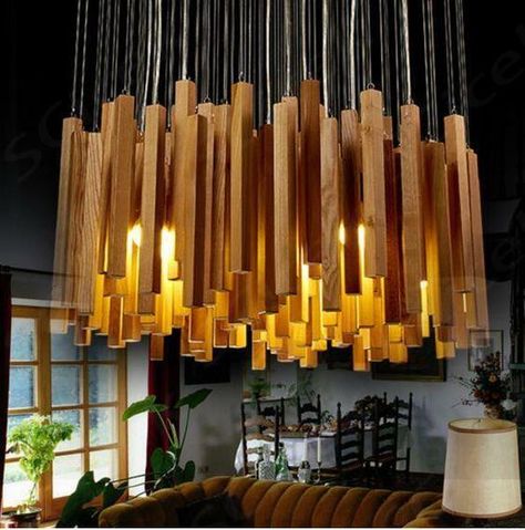 $182,40 Wooden Lamps Design, Retro Chandelier, Wood Light Fixture, Wooden Lampshade, Wooden Chandelier, Wooden Light, Light Hanging, Wooden Ceilings, Wood Chandelier