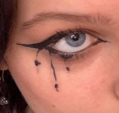 Teardrop Makeup Look, Girl Anachronism, Teardrop Makeup, Bell Witch, Makeup Things, Hair Stuff, Makeup Inspo, Behind Ear Tattoo, Nostril Hoop Ring