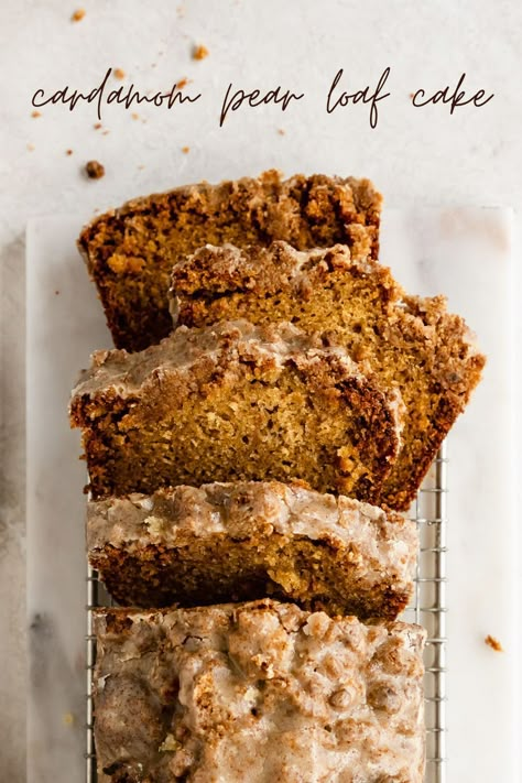 Pear Loaf Cake, Pear Loaf, Cozy Sunday, Sunday Vibes, Spiced Pear, Loaf Cakes, Ginger Spice, Bread Loaf, Streusel Topping