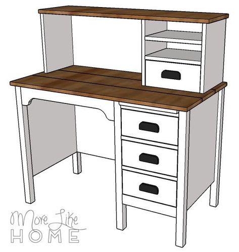 Diy Desk With Storage, Diy Storage Desk, Kids Computer Desk, Homemade Desk, Computer Desk Plans, Diy Wood Desk, Bed Woodworking Plans, Teen Desk, Diy Desk Plans