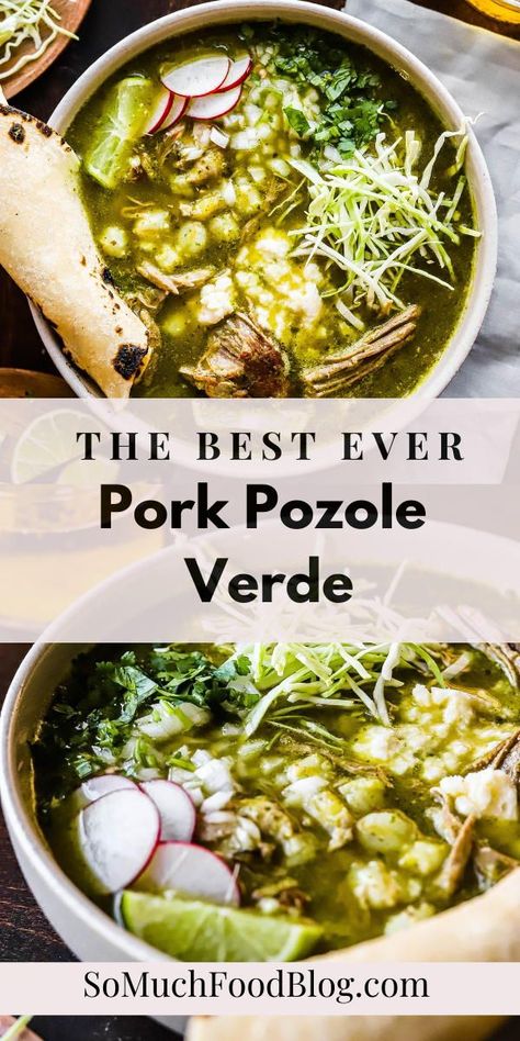 Easy Pozole Verde Recipe, Pork Pozole Verde, Easy Pozole, Pozole Recipe Pork, Pasole Recipe, Pork Verde, Pozole Verde Recipe, Pork Pozole, Pork Posole