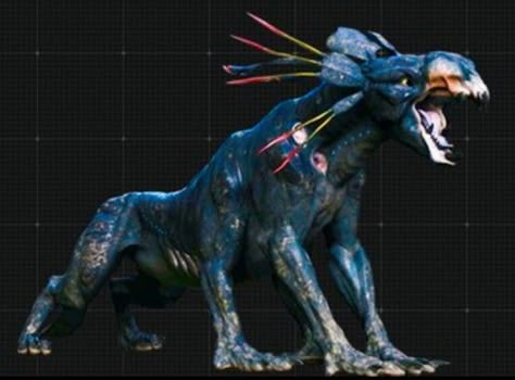 The thanator (Na'vi name: palulukan meaning "dry mouth bringer of fear") is a carnivorous animal native to the forests of Pandora. Although many regions of the moon have yet to be explored, xenobiologists currently believe that it may be the apex land predator on Pandora. Reminiscent of a Terran panther or lion, or the extinct inostrancevia, this enormous, powerful and ferocious animal is unique in its ability to lord over its territory and strike fear into other largest and fiercest of Pandora' Thanator Avatar Concept Art, Creatures Of Pandora, Avatar Navi Animals, Avatar Pandora Creatures, Thanator Avatar Art, Palulukan Avatar, Pandora Animals Avatar, Avatar Animals Pandora, Thanator Avatar