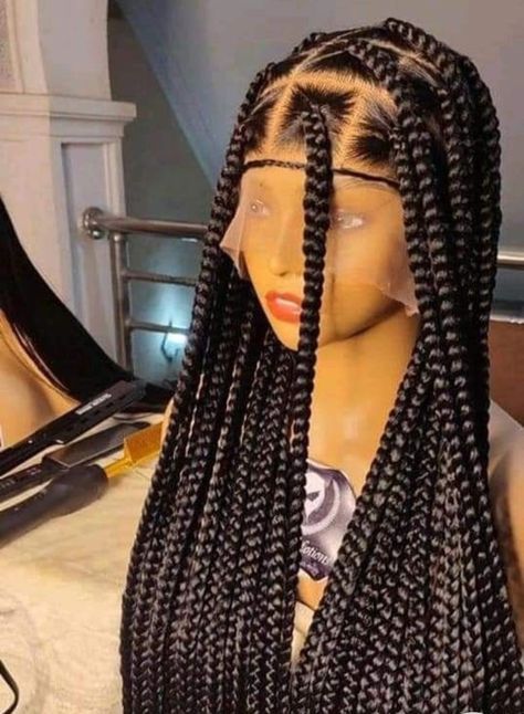 Frontal Braid Hairstyles, Faux Logs, Full Lace Braided Wig, One Braid, 360 Wigs, Braids Styling, Braids Wigs, Full Lace Frontal, Big Box Braids