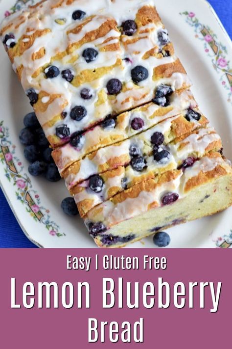 Gluten Free Blueberry Dessert Recipes, Gf Lemon Blueberry Bread, Gluten Free Bread Dessert, Lemon Blueberry Loaf Gluten Free, Gluten Free Blueberry Lemon Bread, Gluten Free Blueberry Recipes Easy, Gf Lemon Blueberry Muffins, Blueberry Breakfast Cake Gluten Free, Gf Blueberry Bread