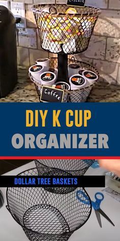 Tree Baskets, Easter Tree Ideas, Dollar Tree Baskets, K Cup Storage, Diy Farmhouse Ideas, Cup Organizer, Keurig Coffee Maker, Coffee Pod Storage, Diy Coffee Bar