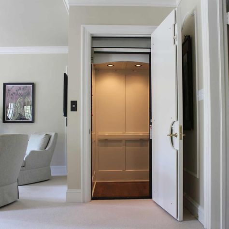 Home Elevators Design, Small Residential Elevators, Disabled House Design, Living Room Double Door Design, Small Elevators For Home, Residential Elevator Design, House Elevator Design, House Elevator Ideas, Residential Elevator Interior Design