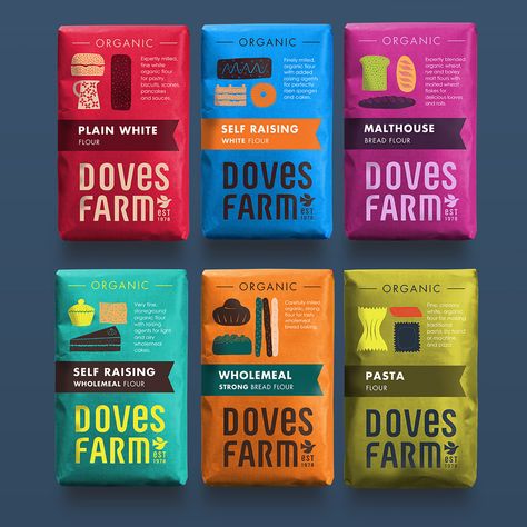 Doves Farm Organic Flour: Cooking For The TikTok Generation | Dieline - Design, Branding & Packaging Inspiration Protein Packaging, Sausages Packaging, New Branding, Modern Typeface, Farm Logo, Creative Package, Binder Design, Food Packaging Design, Article Design