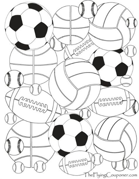 FREE printables! Colouring Pages for Adults and Kids. Sport Balls. Baseball, basketbal, football, soccer, and tennis. The Flying Couponer | Family. Lifestyle. Saving Money. Sports Coloring Sheets Free Printable, Colouring Pages For Adults, Sports Crafts, Football Coloring Pages, Printable Sports, Sports Coloring Pages, Printables Free Kids, Sport Craft, Sports Camp