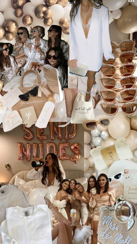 Send nudes bachelorette #bachparty #bacheloretteparty #sendnudes #nuetral #bacheloretteweekend #bachelorettetheme Bachelorette Activities, Bachelorette Outfit Themes, Hens Party Themes, White Bachelorette, Gold Bachelorette Party, Gold Bachelorette, Diy Bachelorette Party, Bachelorette Party Planning, Bachelorette Themes