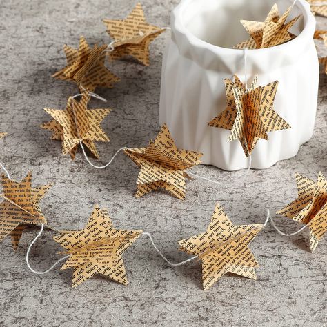 PRICES MAY VARY. What you will get: 4 Pack of star garland, each strand about 2 meters long, Star: 2 inch (5 cm). Material: paper OCCASION - Perfect for classroom, a birthday, garden or afternoon tea party, baby shower, bridal shower, Mother's Day, Christmas or even a vintage themed wedding! It also makes lovely home décor in your house or in a little girls bedroom, nursery warming or just making your room more personal! Adorable, multidimensional home decor. Great Decoration for Bridal Shower, Book Page Garland, Vintage Pages, Banner Wedding, Fun Projects For Kids, Recycled Books, Vintage Wedding Theme, Books Vintage, Star Garland, Wedding Banner