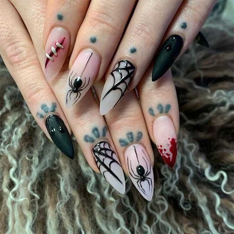 Horror Nails, Holloween Nails, Witch Nails, Witchy Nails, Halloween Acrylic Nails, Gothic Nails, Goth Nails, Grunge Nails, Dope Nail Designs