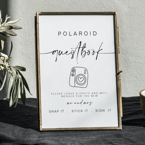 Polaroid Guest Book | Minimalist Wedding Sign Guest Book Picture Sign, Wedding Mirror Guest Book, Wedding Video Guest Book, Take A Picture Sign Guest Books, Guest Book And Gift Table Wedding, Guest Book Table Decor Wedding, Guest Book Polaroid Sign, Wedding Guest Book Signs, Wedding Photo Guest Book Sign