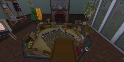 70s inspired build Conversation Pit, 70s Inspired, Sims 4, Building