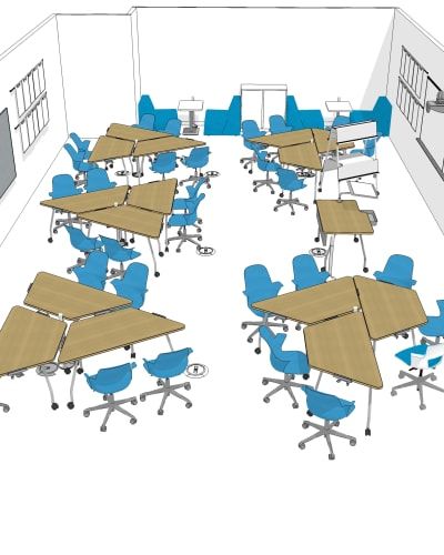 Whiteboard Desk, Rolling Whiteboard, Flexible Seating Classroom, Desk Arrangements, Digital Fashion Design, Classroom Arrangement, Classroom Interior, Rolling Table, Industrial Office Design