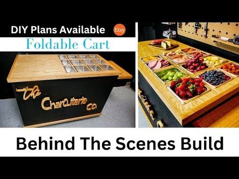 DIY Charcuterie Cart/ Coffee Cart Style Build - YouTube Diy Mobile Charcuterie Cart, Charcuterie Cart Diy, Mobile Charcuterie Cart Business, Diy Charcuterie Table, Mobile Coffee Cart Ideas, Diy Snack Cart, Charcuterie Cart Business, Charcuterie Cart Ideas, Mobile Charcuterie Cart