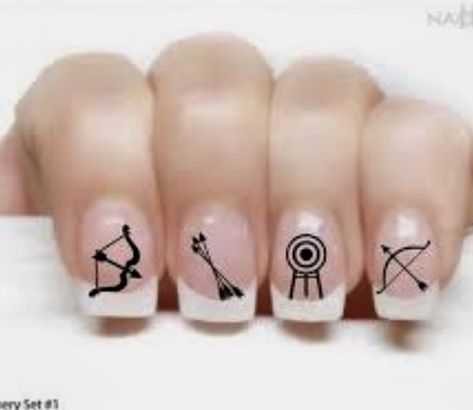 Music Note Nails, Arrow Nails, Nails Bow, Nail Art Wheel, Sports Nails, Bow Nail Art, Bow Nail, Archery Accessories, Bow Arrows