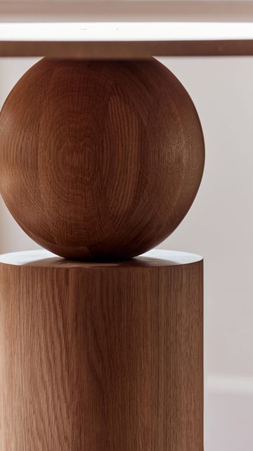 High-End Furniture | Interior on Instagram: "Conceptually playful, Sphere side table is hand crafted from American Walnut hardwood and transformed into sculptural furniture. This iconic design serves the dual purpose of a side table or a sculptural art piece while infusing a sense of sophistication and classical architecture. One-of-a-kind limited edition design will be available in hardwood and stone. A small change at the beginning of the design process defines an entirely different produc Spherical Architecture, Neotenic Design, Tianjin Binhai Library, Wood Sphere, Tianjin China, Four Hands Furniture, Sculptural Furniture, Nagoya Japan, Sleek Furniture